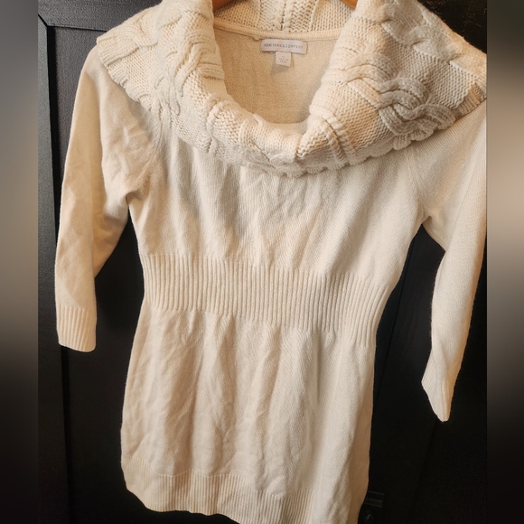 New York & Company Sweaters - Womens ivory half knit sweater dress~size XS